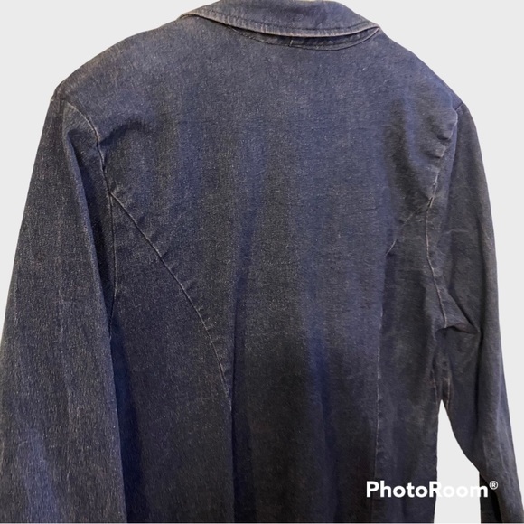 Jean Blazer Jacket Polyester Elastic Blue Demi size XL - Picture 9 of 10